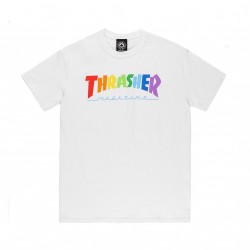 T-SHIRT THRASHER RAINBOW MAG SS - WHITE