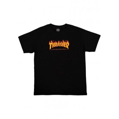 T-SHIRT THRASHER YOUTH FLAME LOGO - BLACK