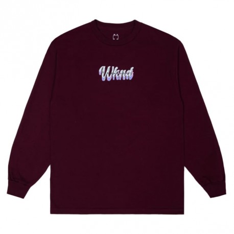 T-SHIRT WKND AIRBRUSH LS - MAROON 