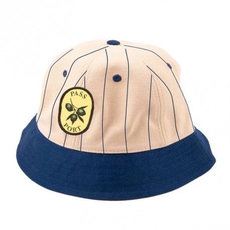 BON PASSPORT OLIVE STRIPE 6 PANEL BUCKET - NAVY