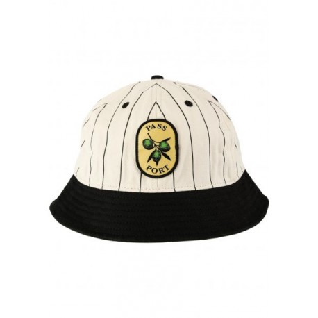 BON PASSPORT OLIVE STRIPE 6 PANEL BUCKET - BLACK