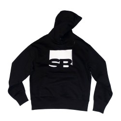 SWEAT SLIDEBOX FRONT BRODE HOODIE - BLACK