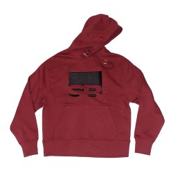 SWEAT SLIDEBOX FRONT BRODE HOODIE - BURGUNDY