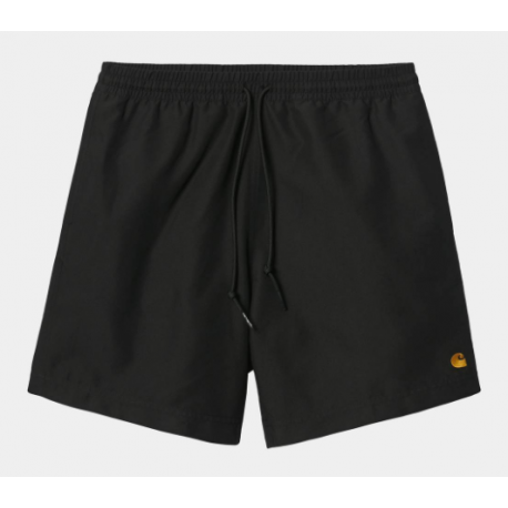 SHORT CARHARTT WIP CHASE SWIM TRUNKS - BLACK / GOLD 