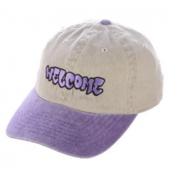 CASQUETTE WELCOME BUBBLE STONE WASHED HAT - KHAKI / PLUM