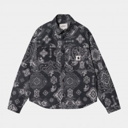 CHEMISE CARHARTT WIP LS VERSE - VERSE PRINT BLACK HEAVY STONE WASH