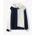 SWEAT POETIC COLLECTIVE BLOCK COLOR HOODIE - BEIGE NAVY