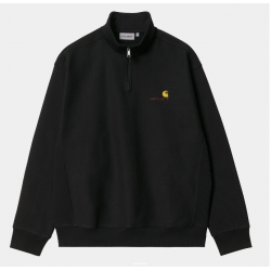 SWEAT CARHARTT WIP HALF ZIP AMERICAN SCRIPT - BLACK 