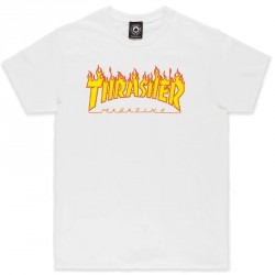 T-SHIRT THRASHER YOUTH FLAME LOGO - WHITE