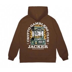 SWEAT JACKER CRYPTO CLUB HOODIE - BROWN