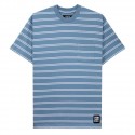 T-SHIRT TIRED SKATEBOARDS STAMP STRIPED POCKET- BLEU