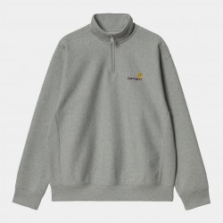 SWEAT CARHARTT WIP HALF ZIP AMERICAN SCRIPT - GREY HEATHER