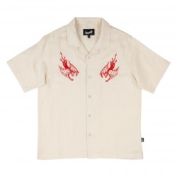 CHEMISE WELCOME HELLION EMBROIDERED LINEN SHIRT - BONE