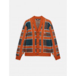 SWEAT DICKIES GALVA CHECK CARDIGAN - BOMBAY BROWN