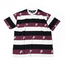 T-SHIRT TIRED SAD SKULL STRIPED JACQUARD - BURGUNDY
