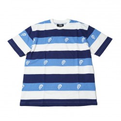 T-SHIRT TIRED SAD SKULL STRIPED JACQUARD - NAVY