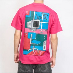T-SHIRT TIRED WORKSTATION POCKET TEE - HOT PINK