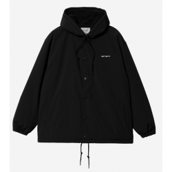 VESTE CARHARTT WIP HOODED COACH JACKET - BLACK WHITE 