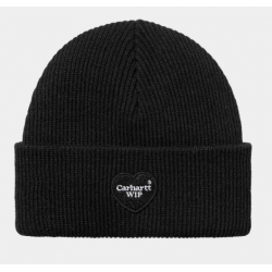 BONNET CARHARTT WIP HEART PATCH BEANIE - BLACK