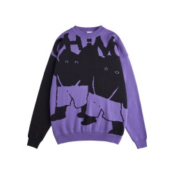 SWEAT RAVE OH NO KNIT CREWNECK - BLACK LILAC